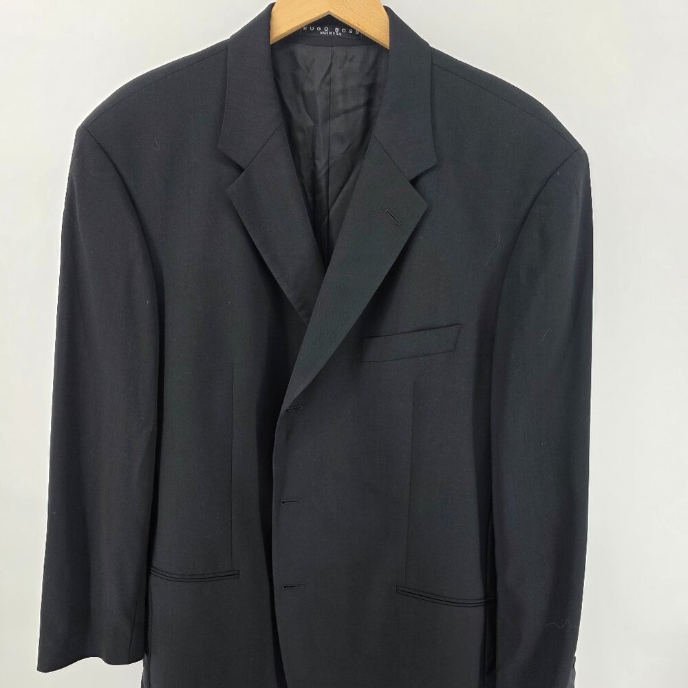 Hugo‎ Boss Black Wool Blazer – Size 48R – Made in USA Three-Button Sport Coat